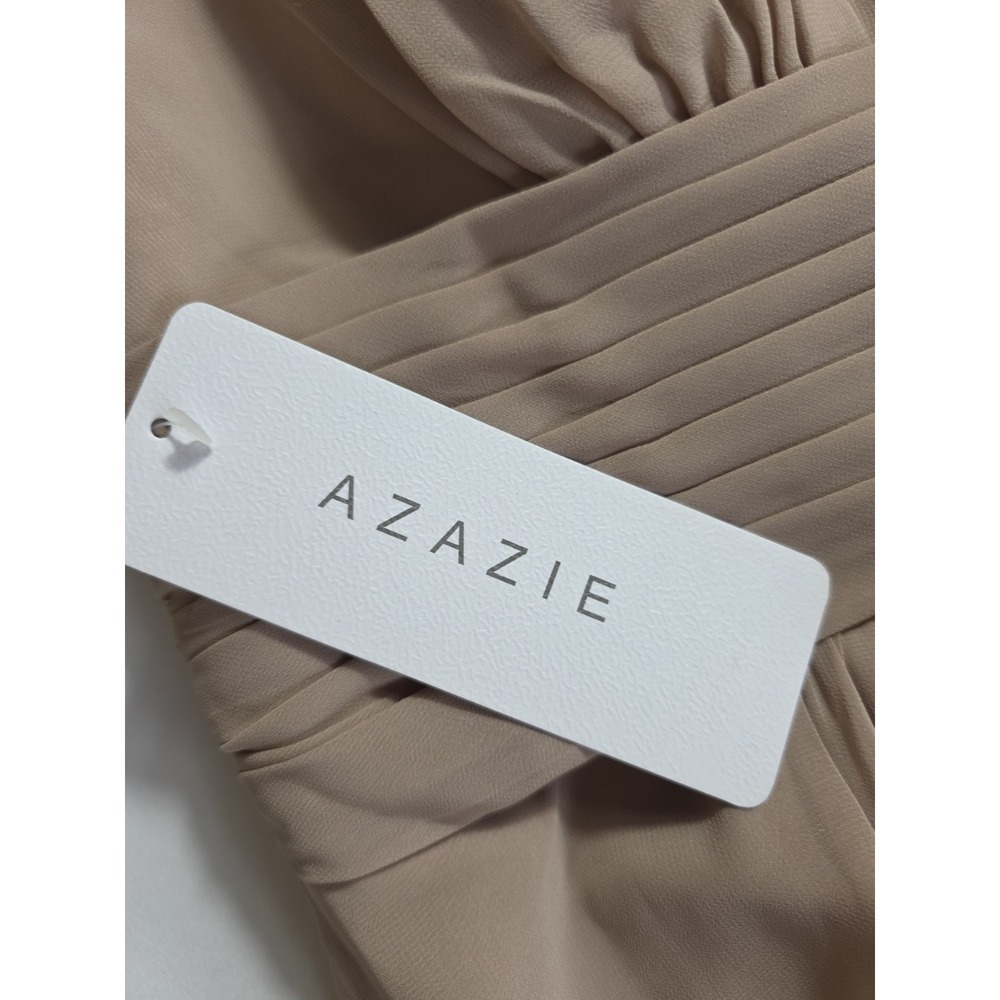 Azazie Bonnie Taupe Bridesmaid Maxi Dress A12 NWT Formal Halter Gown Prom - Picture 9 of 14